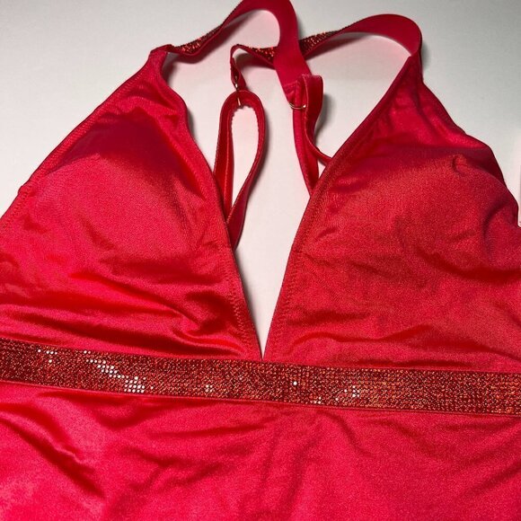 Victoria Secret Large L Shine Strap Plunge One Piece Swimsuit Bikini Pink - Picture 4 of 8